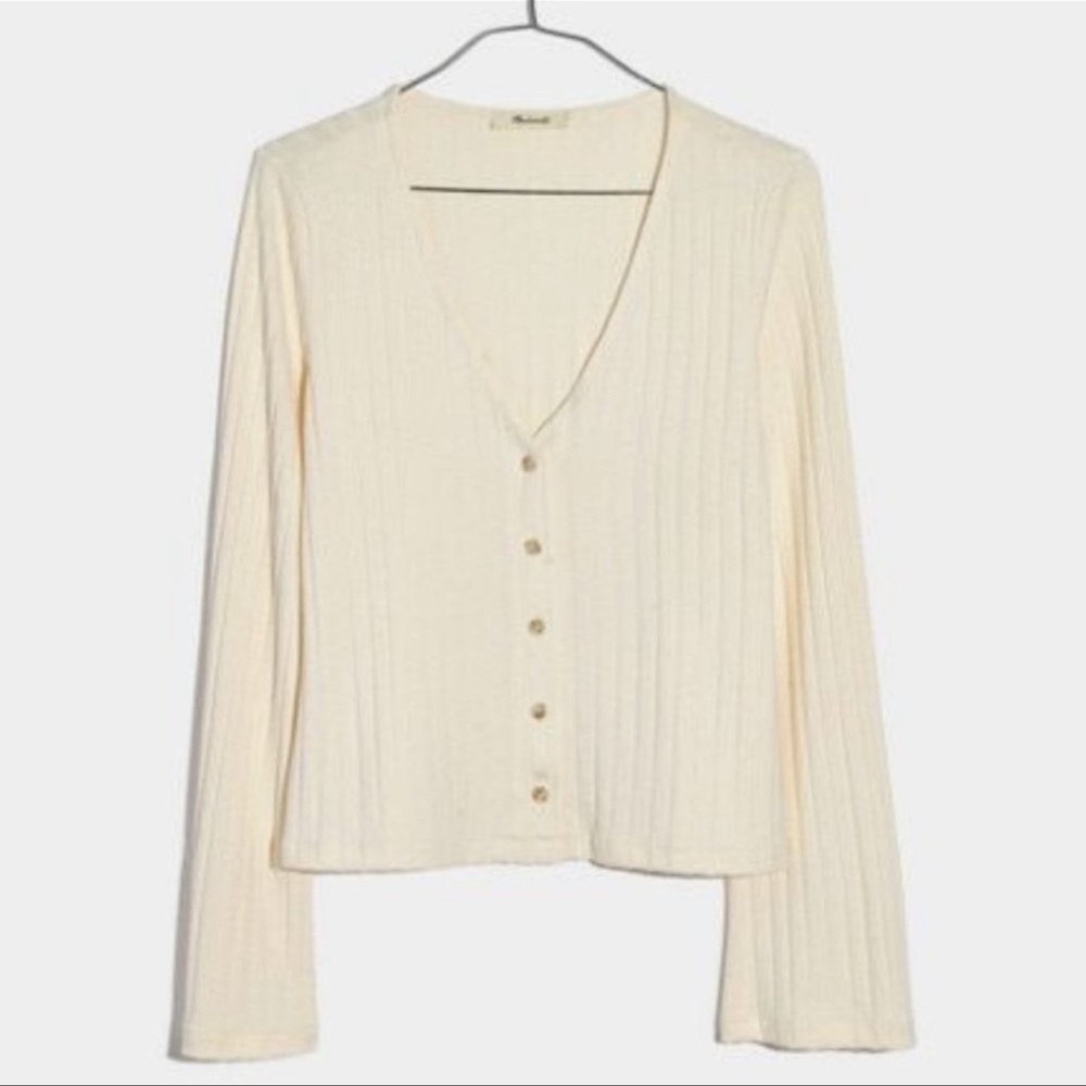Madewell Bell Sleeved Ribbed Cardigan Top